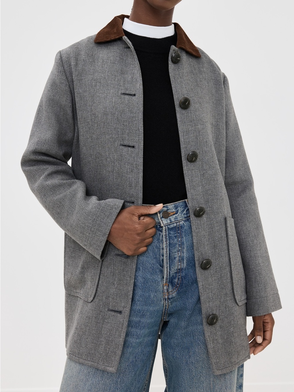 Veronica Beard Freya Wool Blend Button Dickey Fall Coat